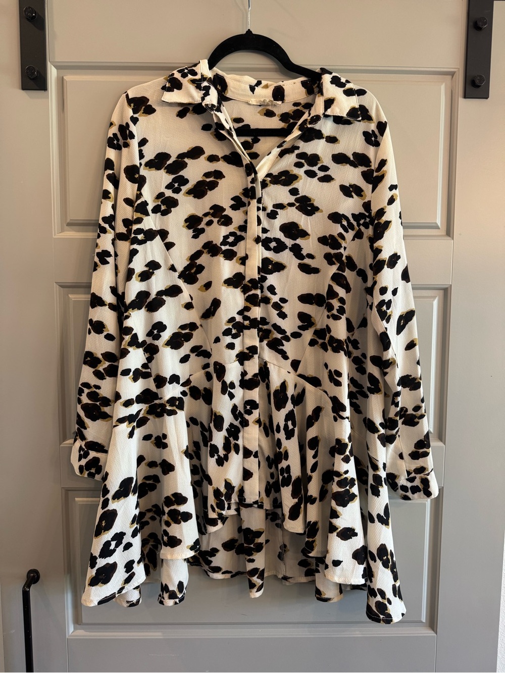 entro Cream Leopard Print Dress with Black and Brown Spots